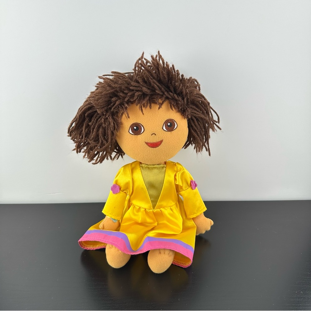 Dora the Explorer Fairytale Princess Plush Stuffed Doll Golden Yellow Dress 12”